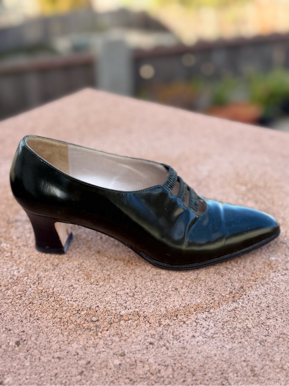 Amalfi Black Pointed Slip-On Flats with Triple Elastic Straps - Picture 2 of 3